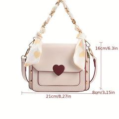 Y2K Love Heart Crossbody Bag Scarf Chain Handbag For Women