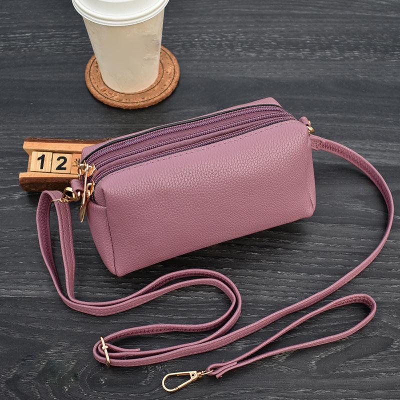 Phone Bag Crossbody with Wristlet Faux Leather