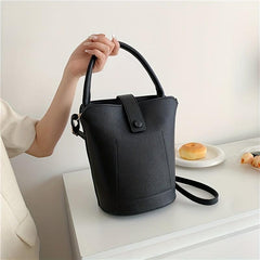 3pc Set Portable Handle Bucket Bag Magnet Zipper Handbag PU Leather