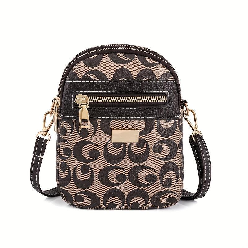 Mini PU Crossbody Bag for Women's Phone, Zipper Coin Purse