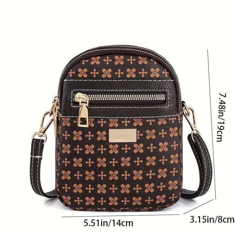 Mini PU Crossbody Bag for Women's Phone, Zipper Coin Purse