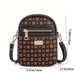 Mini PU Crossbody Bag for Women's Phone, Zipper Coin Purse
