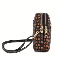 Mini PU Crossbody Bag for Women's Phone, Zipper Coin Purse