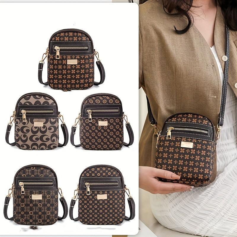Mini PU Crossbody Bag for Women's Phone, Zipper Coin Purse