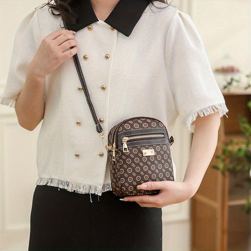 Mini PU Crossbody Bag for Women's Phone, Zipper Coin Purse