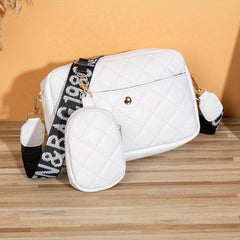 Stylish Shoulder Bag With Little Pouch Letter Pattern Crossbody Bag