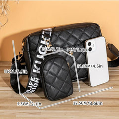 Stylish Shoulder Bag With Little Pouch Letter Pattern Crossbody Bag