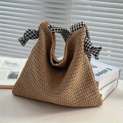 Houndstooth Strap Shoulder Bag Beach Vacation Holiday Underarm Bag