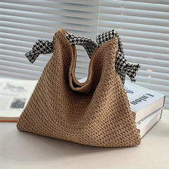 Houndstooth Strap Shoulder Bag Beach Vacation Holiday Underarm Bag