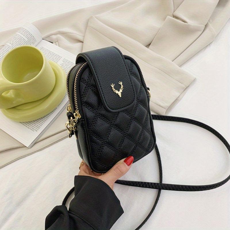 Argyle Quilted Phone Bag Crossbody Coin Purse for Women