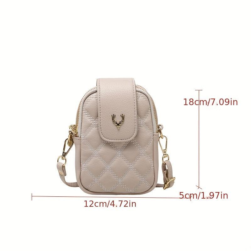 Argyle Quilted Phone Bag Crossbody Coin Purse for Women