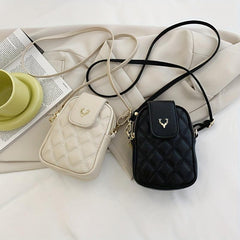 Argyle Quilted Phone Bag Crossbody Coin Purse for Women
