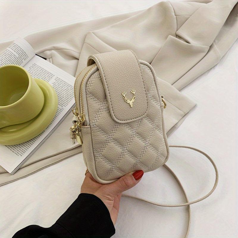 Argyle Quilted Phone Bag Crossbody Coin Purse for Women