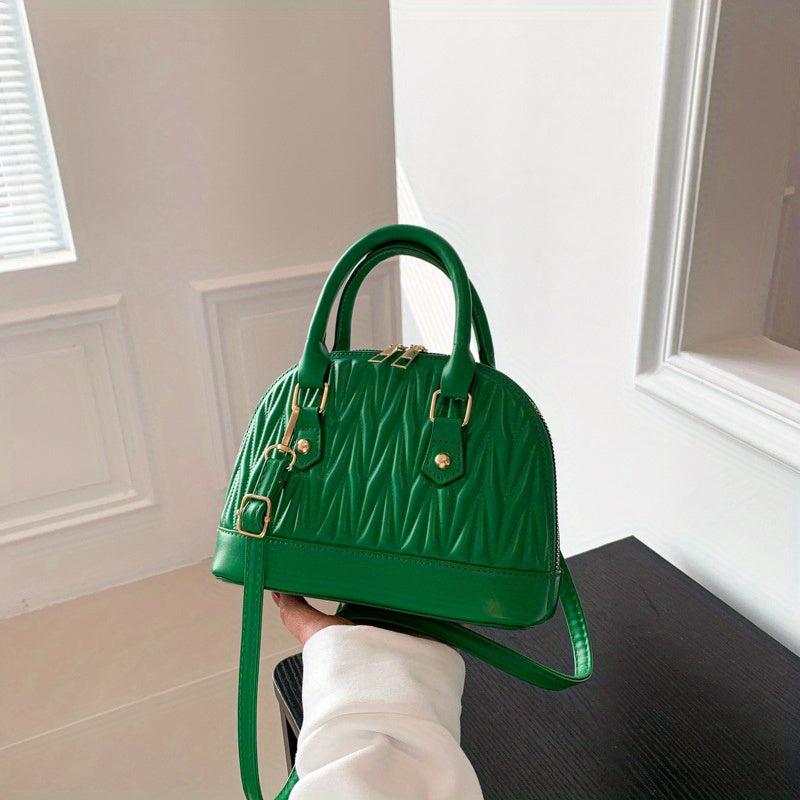 Quilted Shell Crossbody Bag for Women Small Zipper Purses