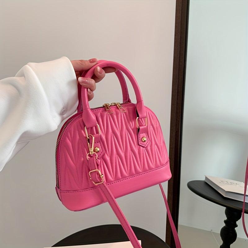 Quilted Shell Crossbody Bag for Women Small Zipper Purses