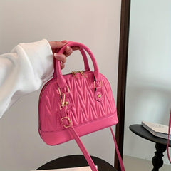 Quilted Shell Crossbody Bag for Women Small Zipper Purses