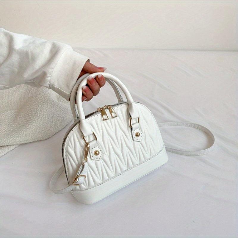 Quilted Shell Crossbody Bag for Women Small Zipper Purses