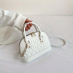 Quilted Shell Crossbody Bag for Women Small Zipper Purses