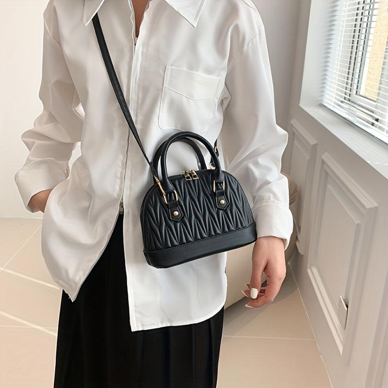 Quilted Shell Crossbody Bag for Women Small Zipper Purses