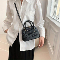 Quilted Shell Crossbody Bag for Women Small Zipper Purses