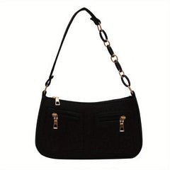 Felt Baguette Bag Chain Shoulder Underarm Purse Street Wear