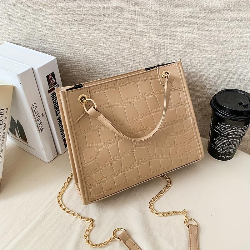 Crocodile Embossed Shoulder Bag Chain Bag For Work