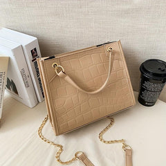 Crocodile Embossed Shoulder Bag Chain Bag For Work