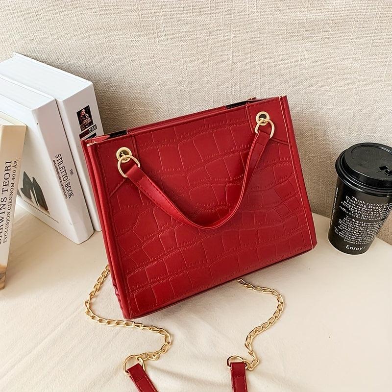 Crocodile Embossed Shoulder Bag Chain Bag For Work