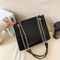 Crocodile Embossed Shoulder Bag Chain Bag For Work