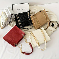 Crocodile Embossed Shoulder Bag Chain Bag For Work