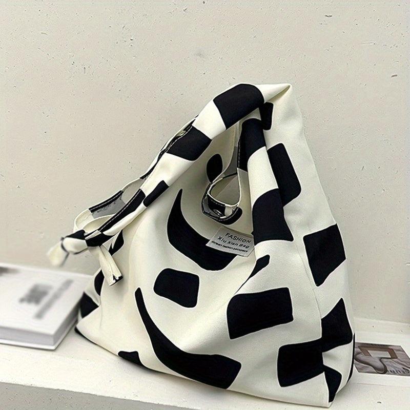 Geometric Pattern Canvas Shoulder Bag Large Capacity Tote Bag
