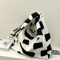 Geometric Pattern Canvas Shoulder Bag Large Capacity Tote Bag