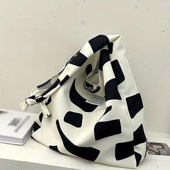 Geometric Pattern Canvas Shoulder Bag Large Capacity Tote Bag