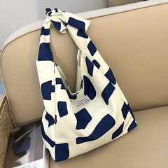 Geometric Pattern Canvas Shoulder Bag Large Capacity Tote Bag