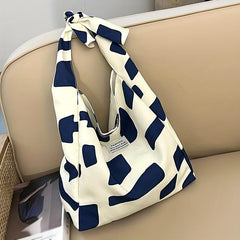 Geometric Pattern Canvas Shoulder Bag Large Capacity Tote Bag