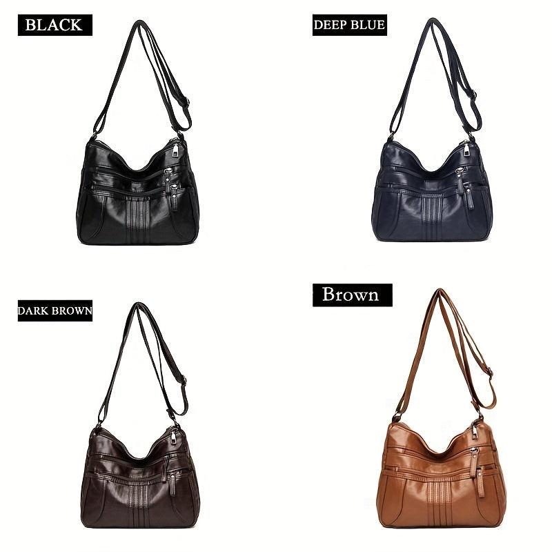 PU Leather Shoulder Bag Women's Pocket Purse Casual Travel Crossbody Bag