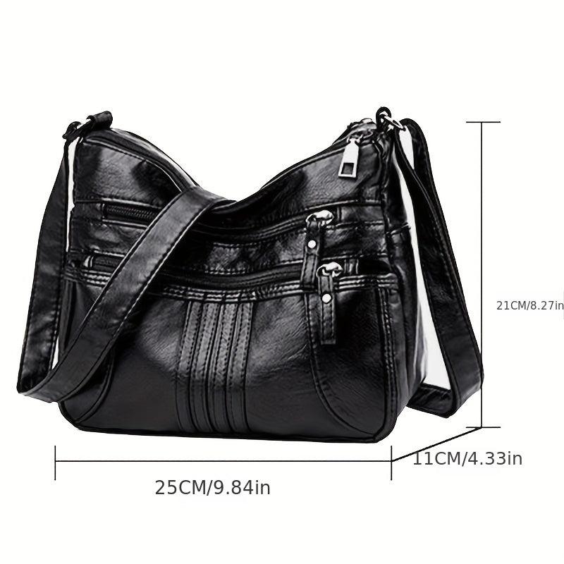 PU Leather Shoulder Bag Women's Pocket Purse Casual Travel Crossbody Bag
