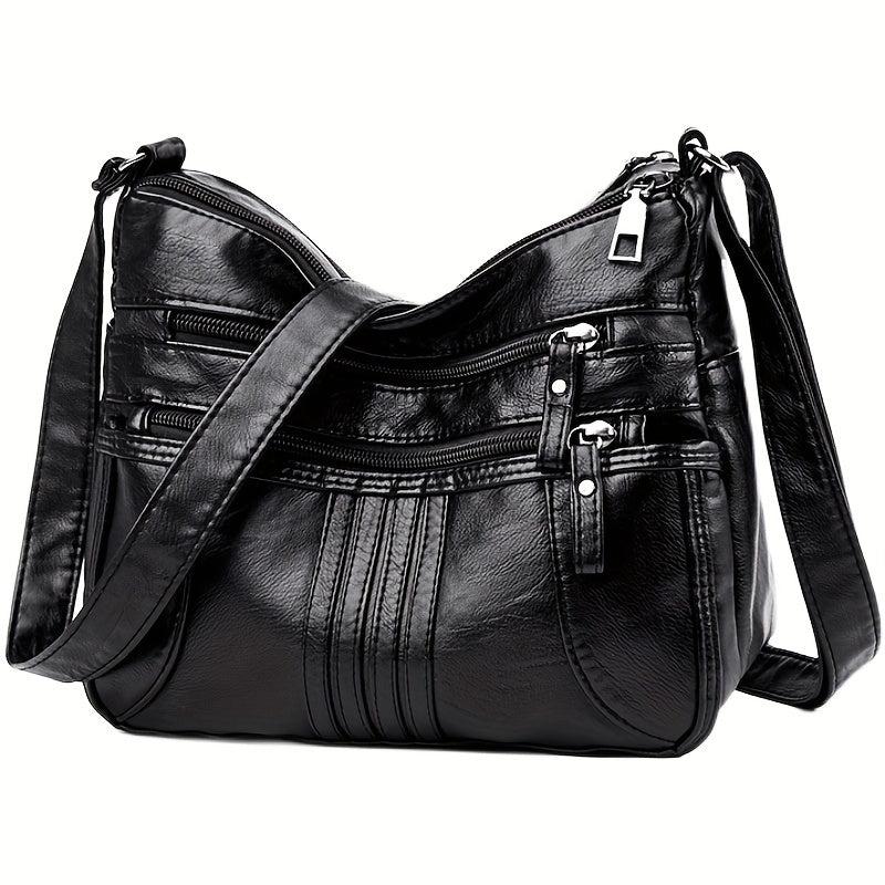 PU Leather Shoulder Bag Women's Pocket Purse Casual Travel Crossbody Bag