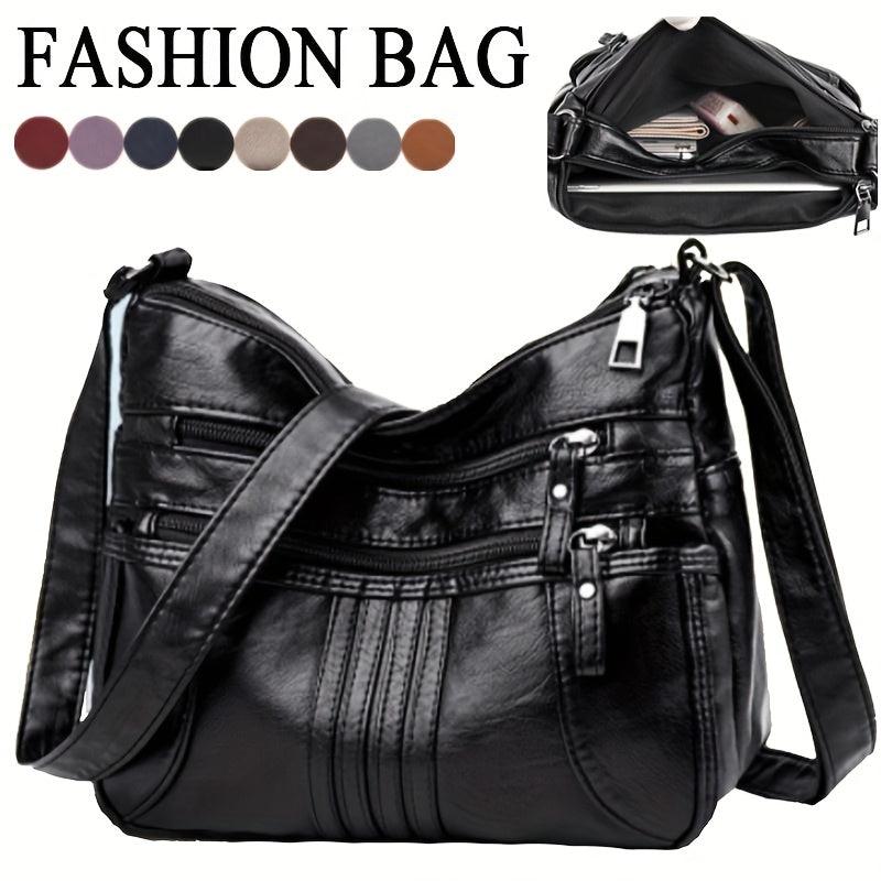 PU Leather Shoulder Bag Women's Pocket Purse Casual Travel Crossbody Bag