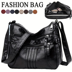 PU Leather Shoulder Bag Women's Pocket Purse Casual Travel Crossbody Bag