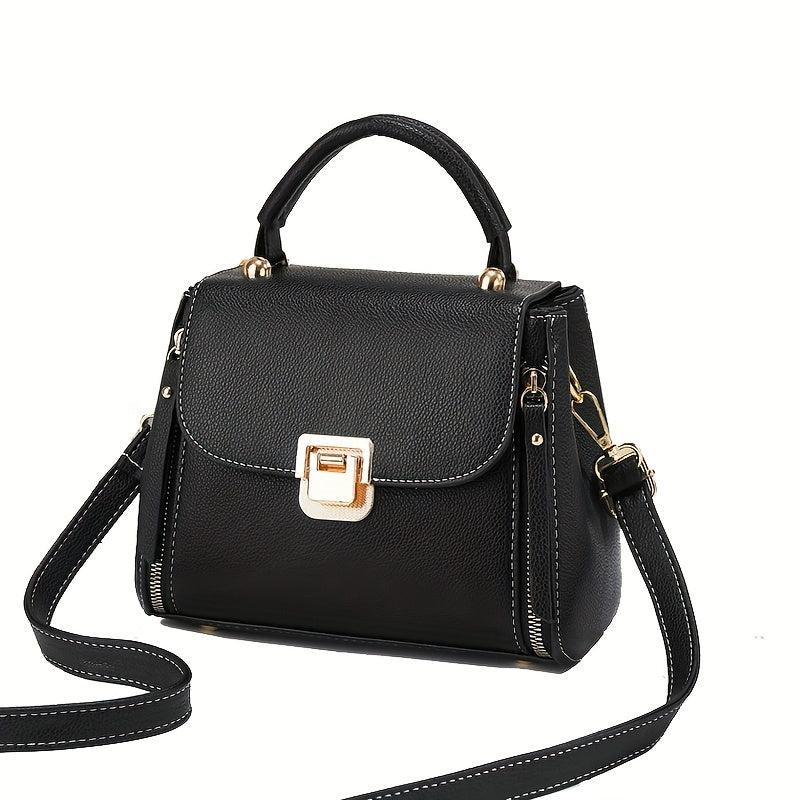 Square Crossbody Bag with Zipper and Buckle Decor