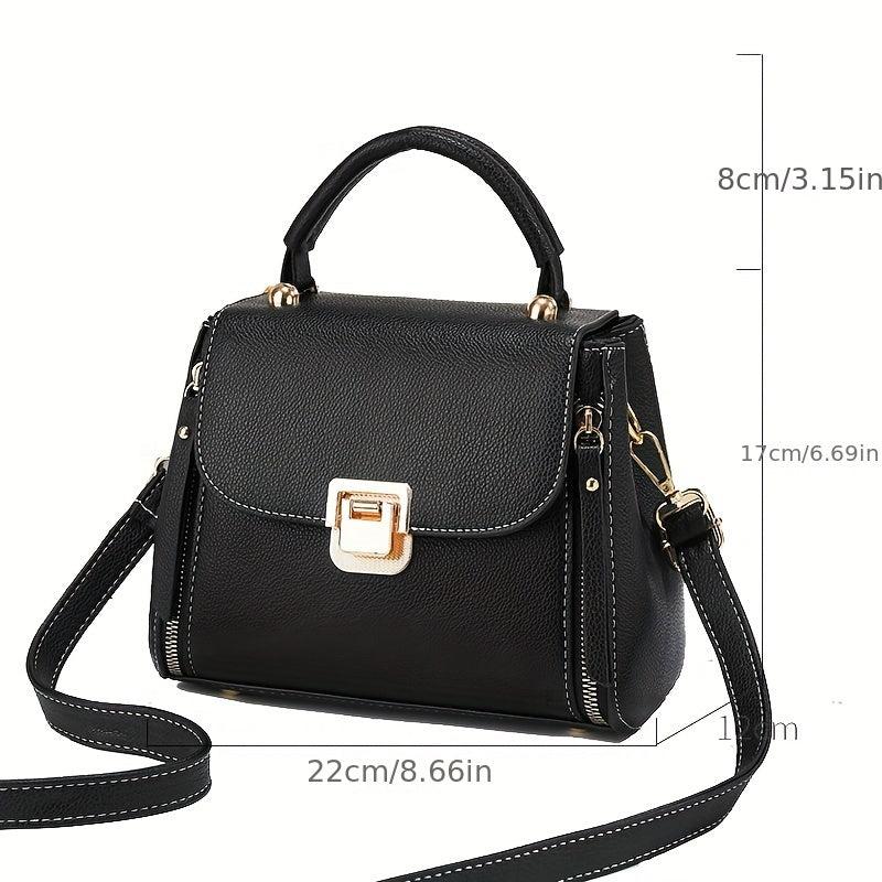 Square Crossbody Bag with Zipper and Buckle Decor