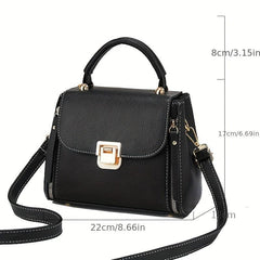 Square Crossbody Bag with Zipper and Buckle Decor