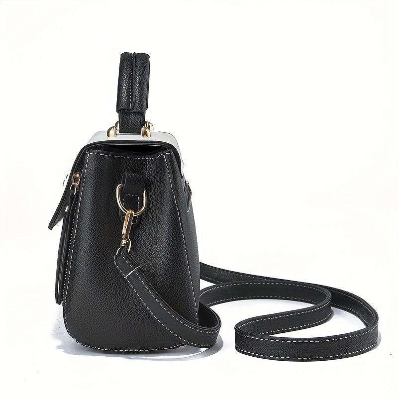 Square Crossbody Bag with Zipper and Buckle Decor