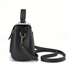 Square Crossbody Bag with Zipper and Buckle Decor