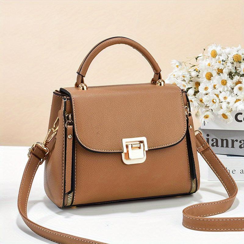 Square Crossbody Bag with Zipper and Buckle Decor