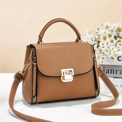 Square Crossbody Bag with Zipper and Buckle Decor