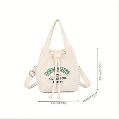 Vintage Letter Embroidery Bucket Bag Women