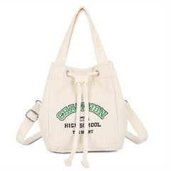 Vintage Letter Embroidery Bucket Bag Women