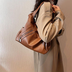 Vintage Large Capacity Handbag Women's PU Leather Crossbody Purse